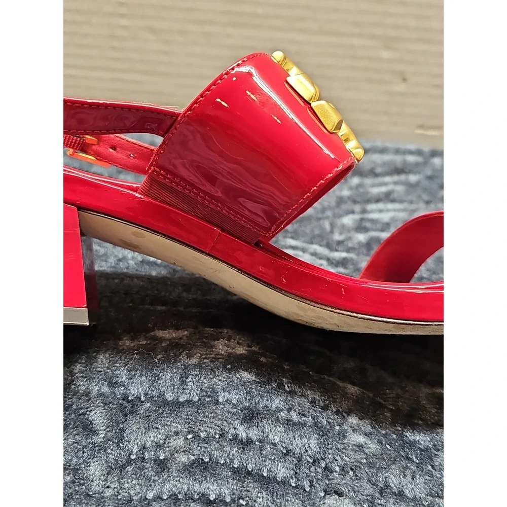 Tory Burch Red Patent Leather Eleanor Heel Sandal Size 6